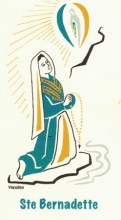 Carte double saint patron : illustration Sainte Bernadette